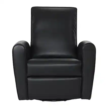 Front. CorLiving - Marin Faux Leather Upholstered Indoor Swivel Glider Manual Recliner with Steel and Engineered Wood Frame - Black.