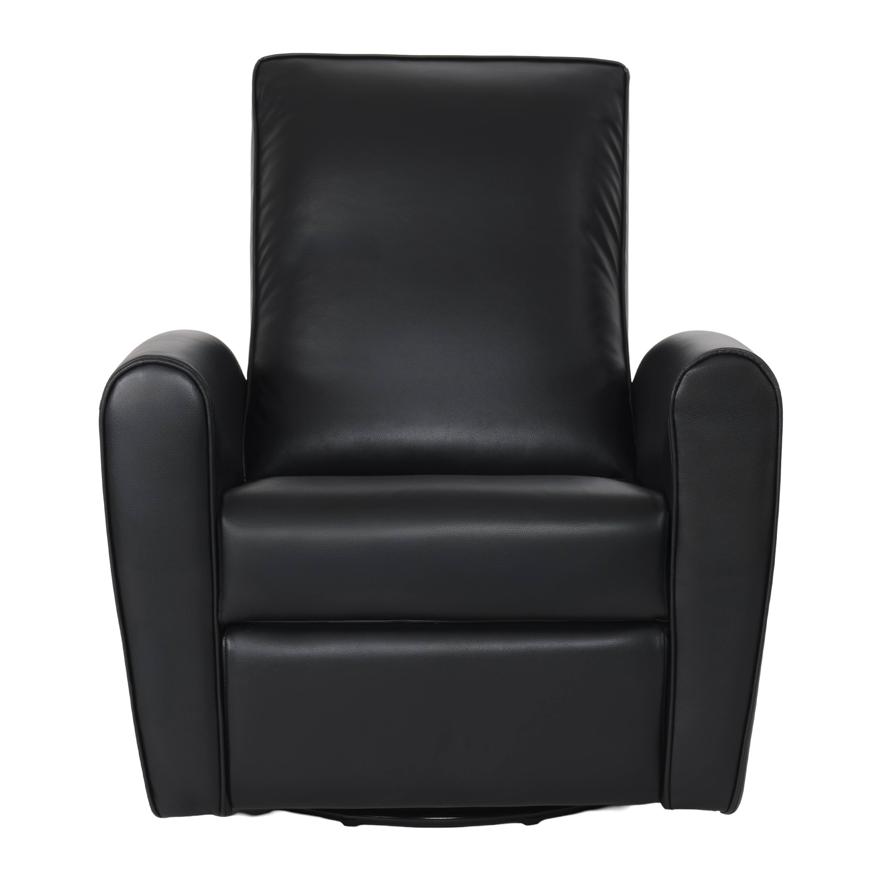 Front. CorLiving - Marin Faux Leather Upholstered Indoor Swivel Glider Manual Recliner with Steel and Engineered Wood Frame - Black.