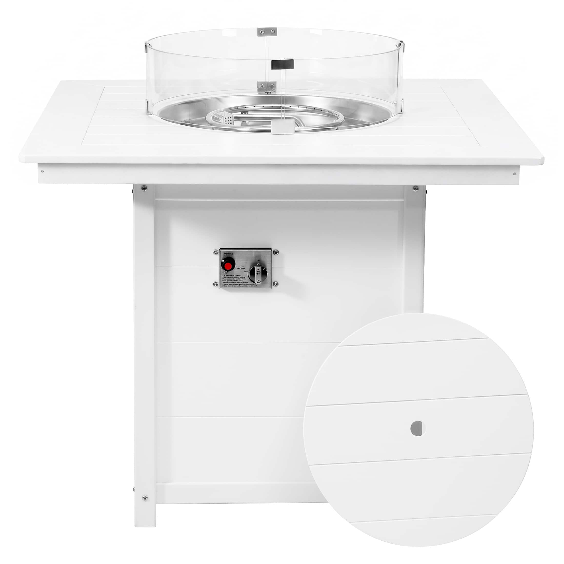 WestinTrends - Helios 42" Modern Outdoor Patio Gas Propane Square Fire Pit Table - White