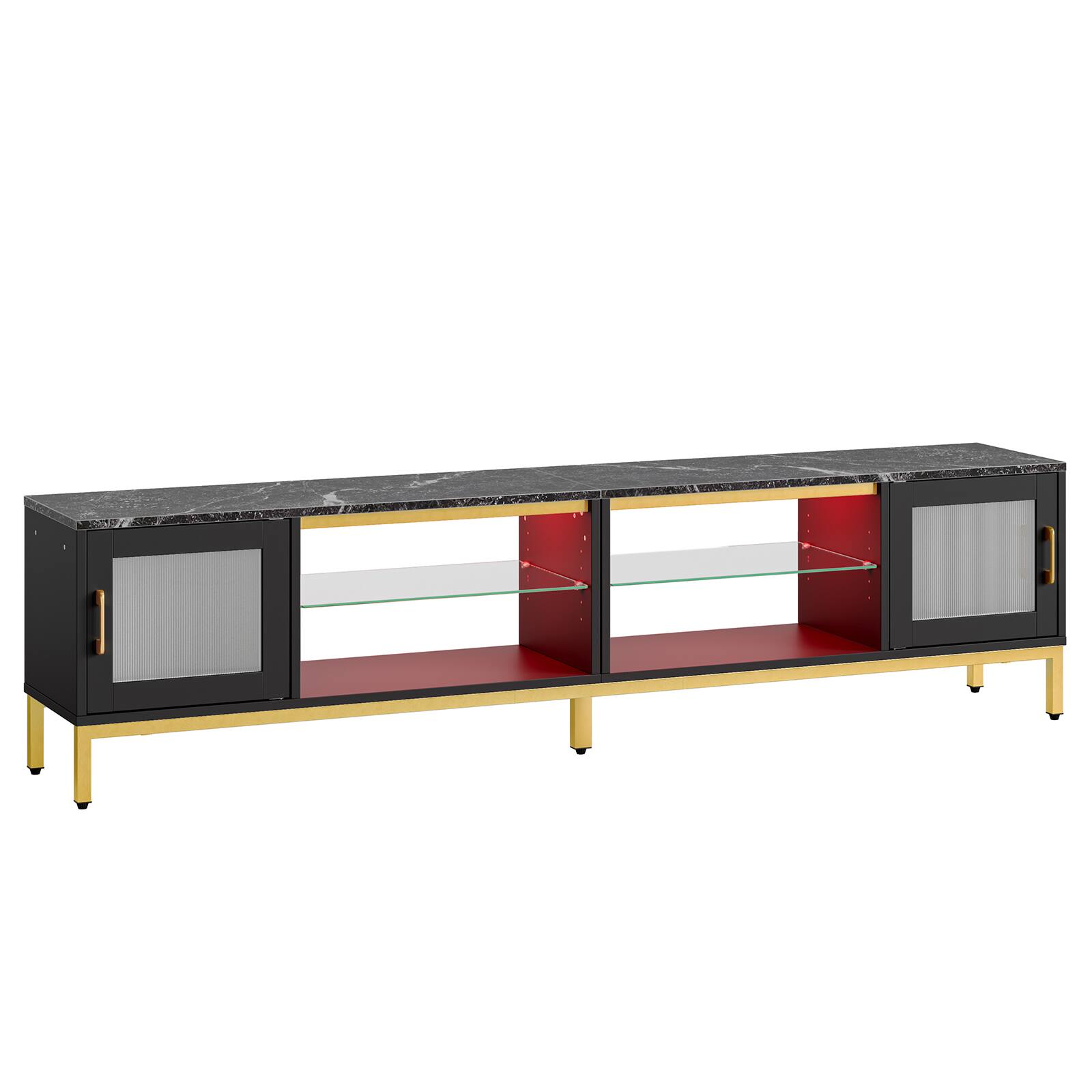 Alt View 6. Bestier - Bestier 80-Inch TV Stand 4-in-1 Gaming Entertainment Center with LED Lights Modern Media Console - Black.