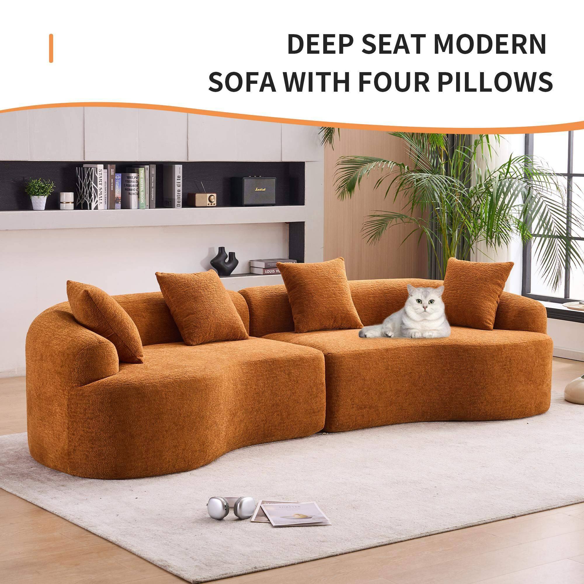 DEEP SEAT MODERN SOFA WITH FOUR PILLOWS