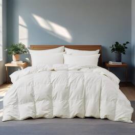 Peace Nest - All-season Goose Down Feather Fiber Comforter Duvet Insert, King - White