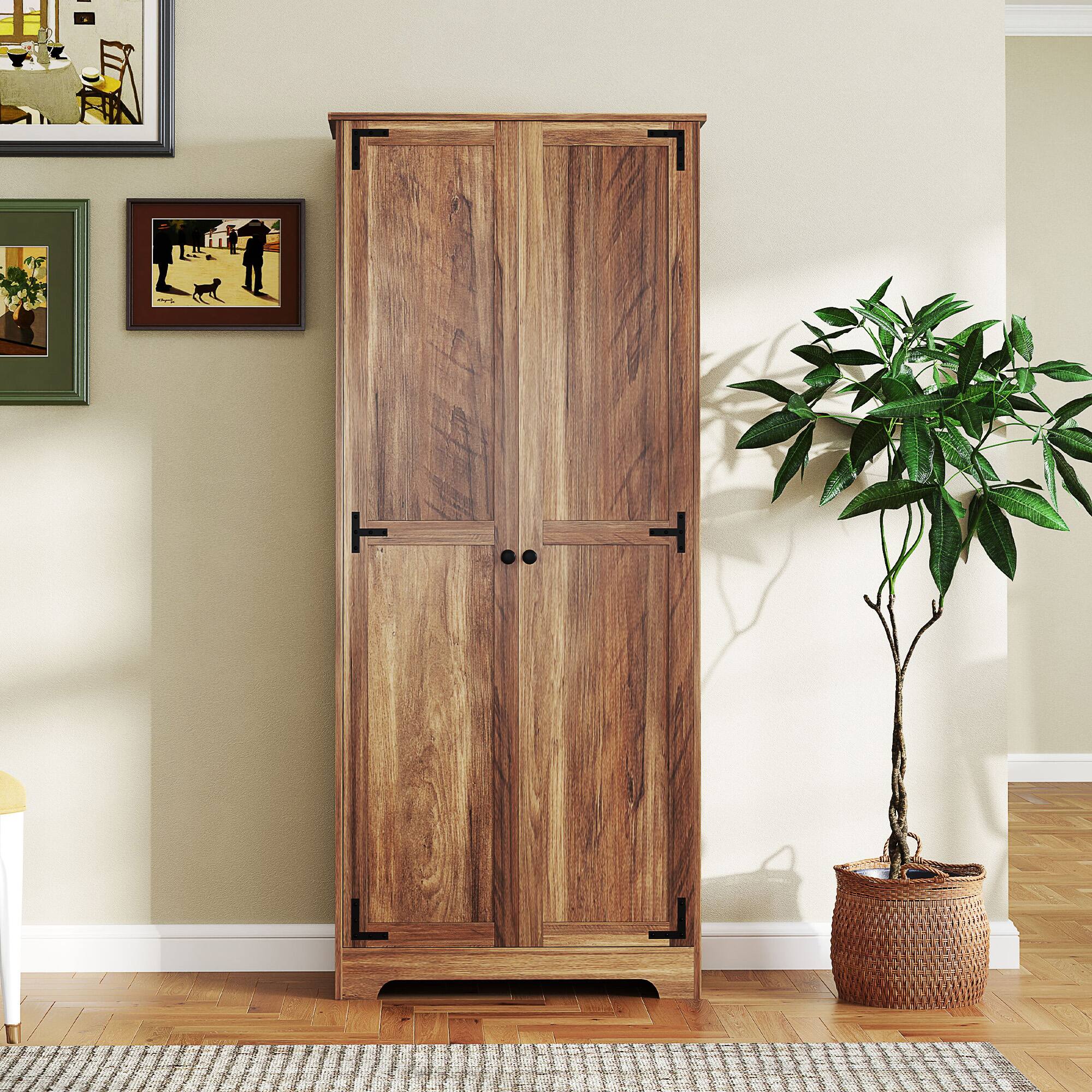 Alt View 8. Homcom - 72" Farmhouse Pantry Cabinet - Brown.