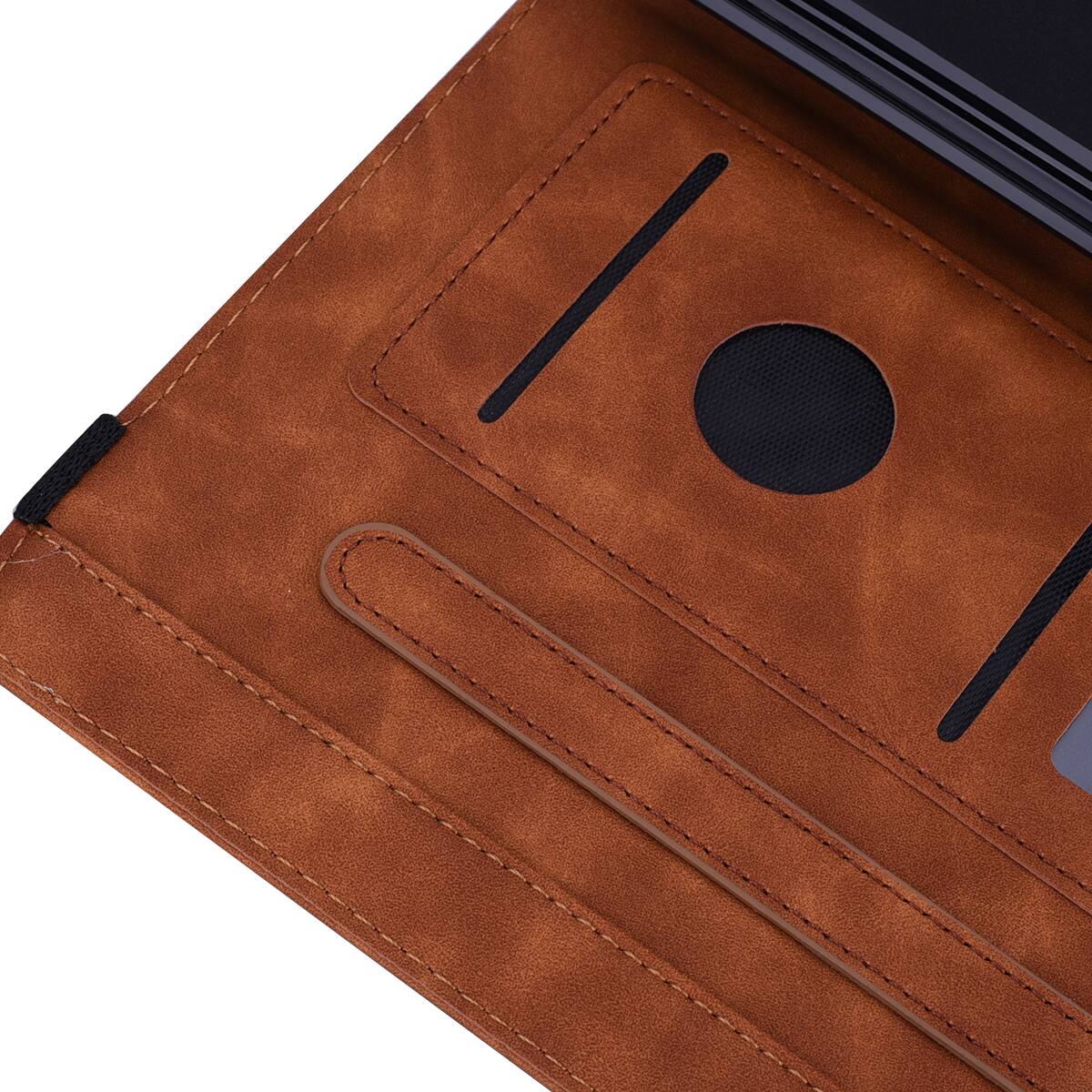 Back. Dteck - Case for Samsung Galaxy Tab S10 Ultra & S9 Ultra & S8 Ultra (X920/X910/X900),Shockproof Embossed PU Leather Folio Cover - Brown.