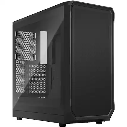Front. Fractal Design - Fractal Design Focus 2 Computer Case - Tower - Black - Tempered Glass, Steel, Mesh - 4 x Bay - 0 - Mini ITX, Mini ATX - Black.
