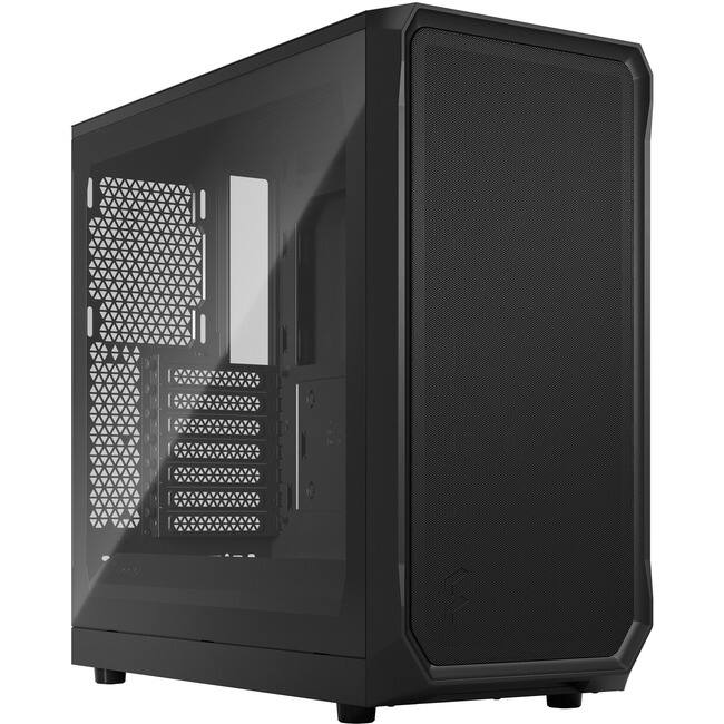 Front. Fractal Design - Fractal Design Focus 2 Computer Case - Tower - Black - Tempered Glass, Steel, Mesh - 4 x Bay - 0 - Mini ITX, Mini ATX - Black.