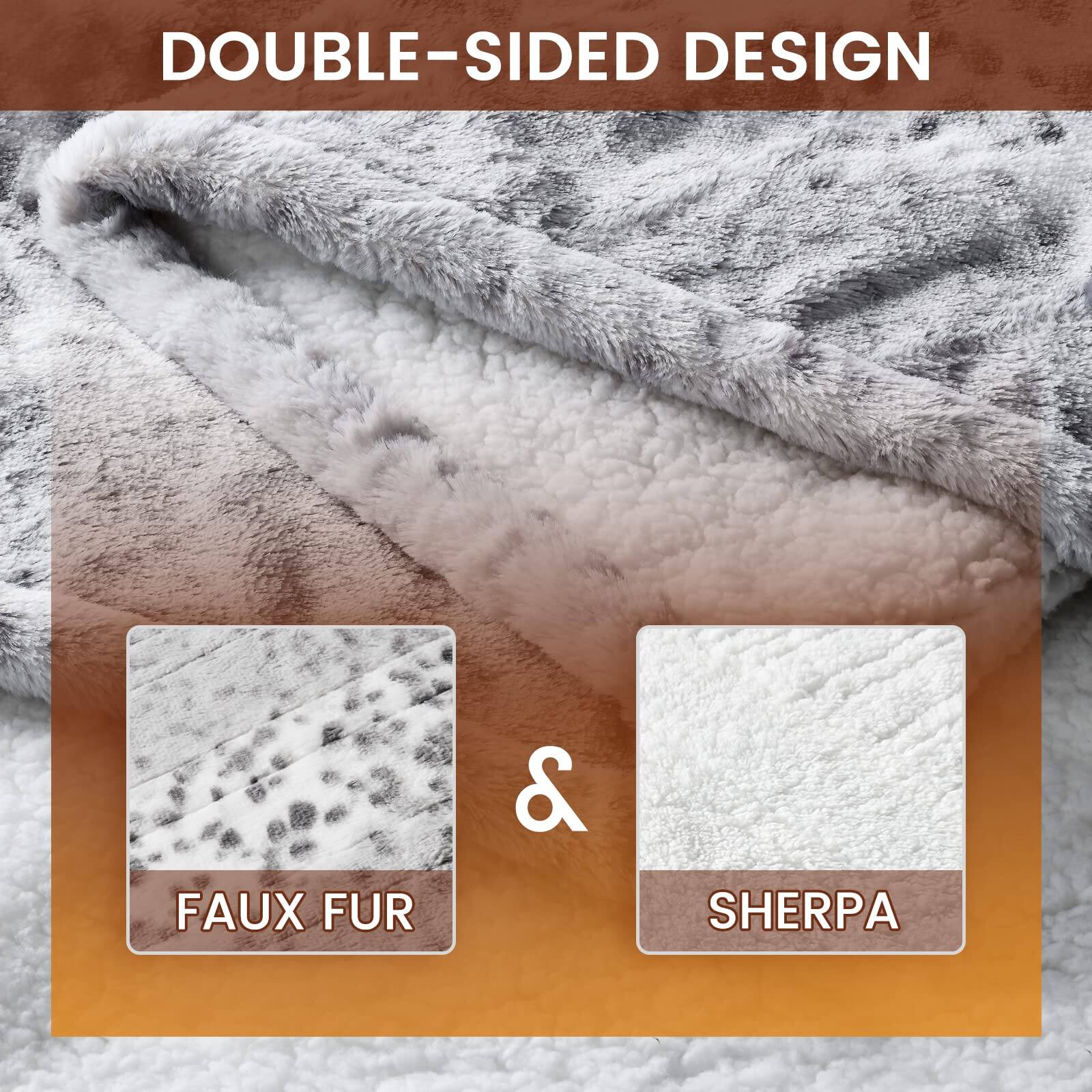 DOUBLE-SIDED DESIGN  
FAUX FUR & SHERPA