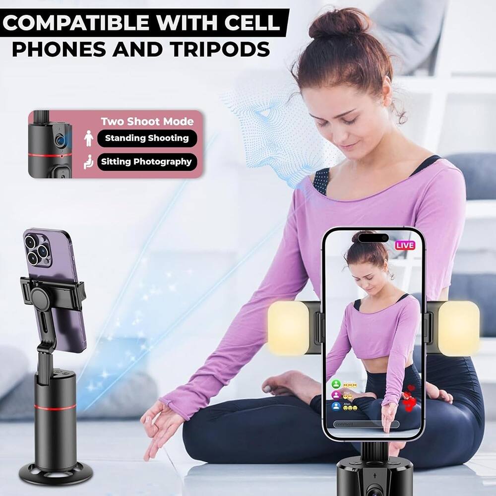 COMPATIBLE WITH CELL PHONES AND TRIPODS
Two Shoot Mode
Standing Shooting
Sitting Photography
LIVE