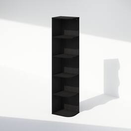 Furinno - Reed 5-Tier Space Saving Corner Storage Display Shelf, Bookshelf, Blackwood - Blackwood