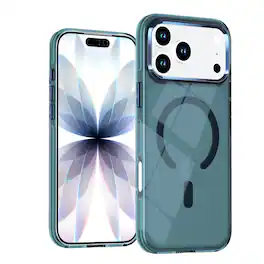 Dteck - for Apple iPhone 17 Pro Max Clear Magnetic Case,Lightweight Glossy Hard PC Shockproof Qi Wireless Charging Phone Cover - Blue