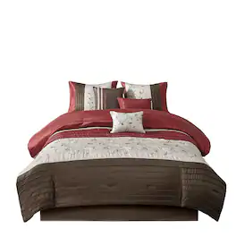Gracie Mills - Rogelio 7-Piece Transitional Embroidered Comforter Set - Red