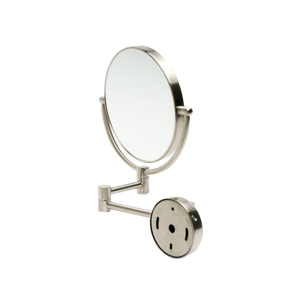 Alt View 1. Alfi - 8" Round Wall Mounted 5x Magnify Cosmetic Mirror - Silver.
