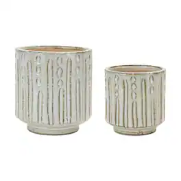 BreeBe - Distressed Clay Planter (Set of 2) - Cream, Brown
