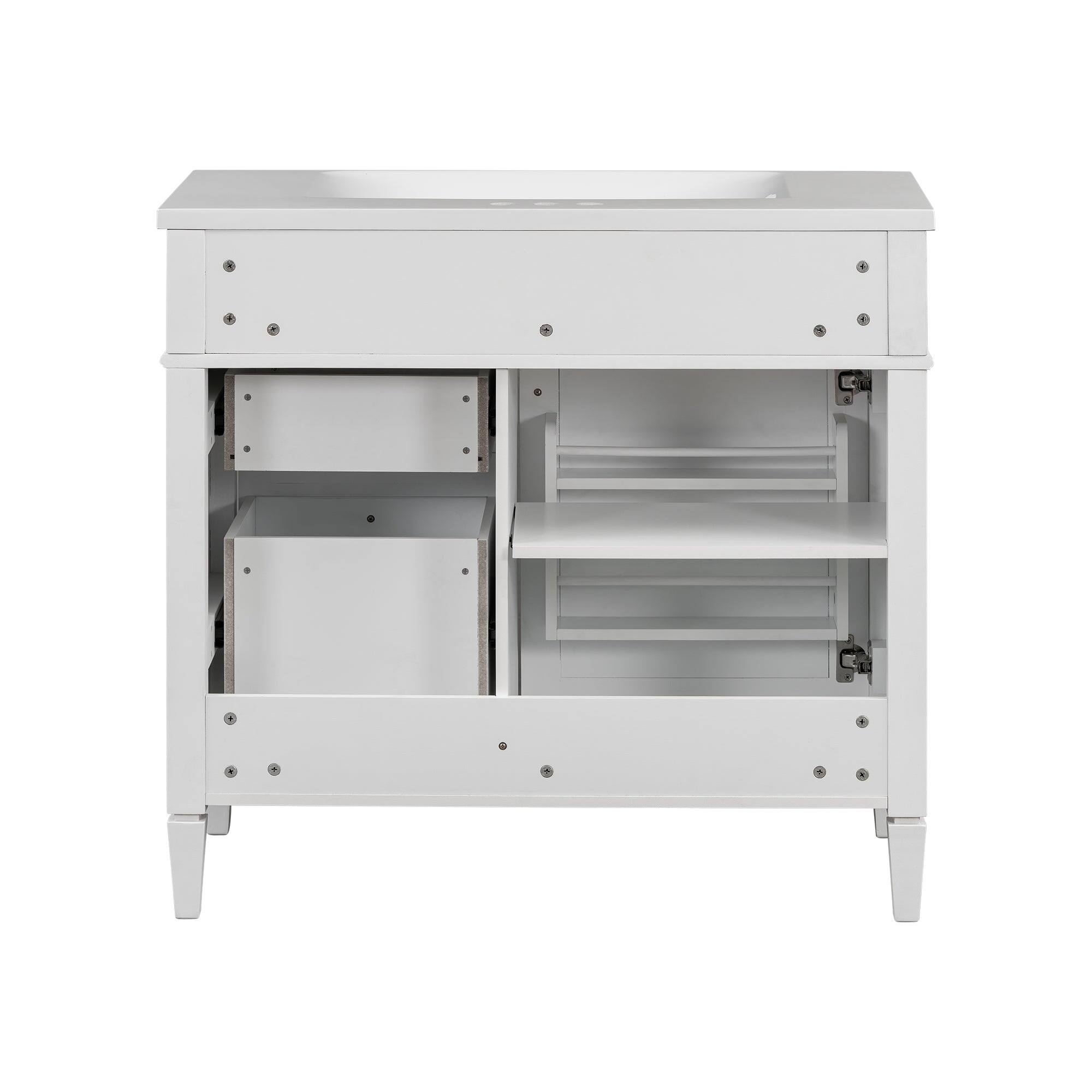 Alt View 10. Boyel Living - 36 Inch Bathroom Vanity Set with Mirror Cabinet Resin Sink 3 Drawers 2 Doors White - White.