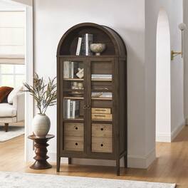 Nolan Tall Arched Storage Display Cabinet by Modway - Walnut Hickory