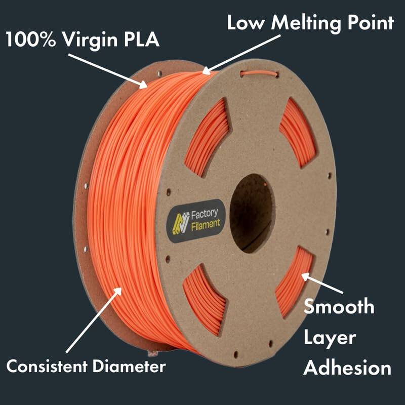 100% Virgin PLA  
Low Melting Point  
Consistent Diameter  
Smooth Layer Adhesion