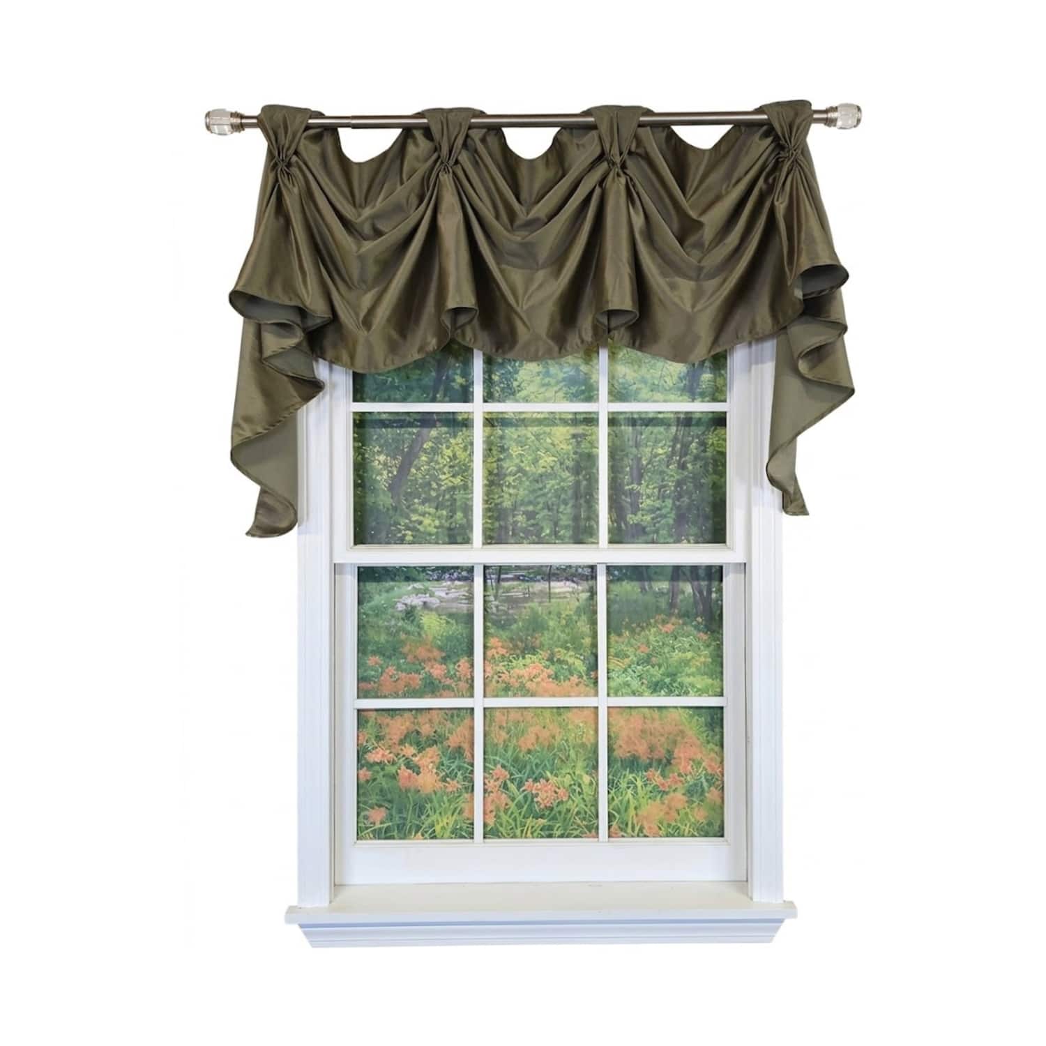 "RLF Home - Soft Rayon 3-S Victory Swag Window Valance 100% Cotton Tab Top 54"" x 17"" - Green" price history on PriceWatchPro