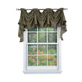 RLF Home - Soft Rayon 3-S Victory Swag Window Valance 100% Cotton Tab Top 54" x 17" - Green