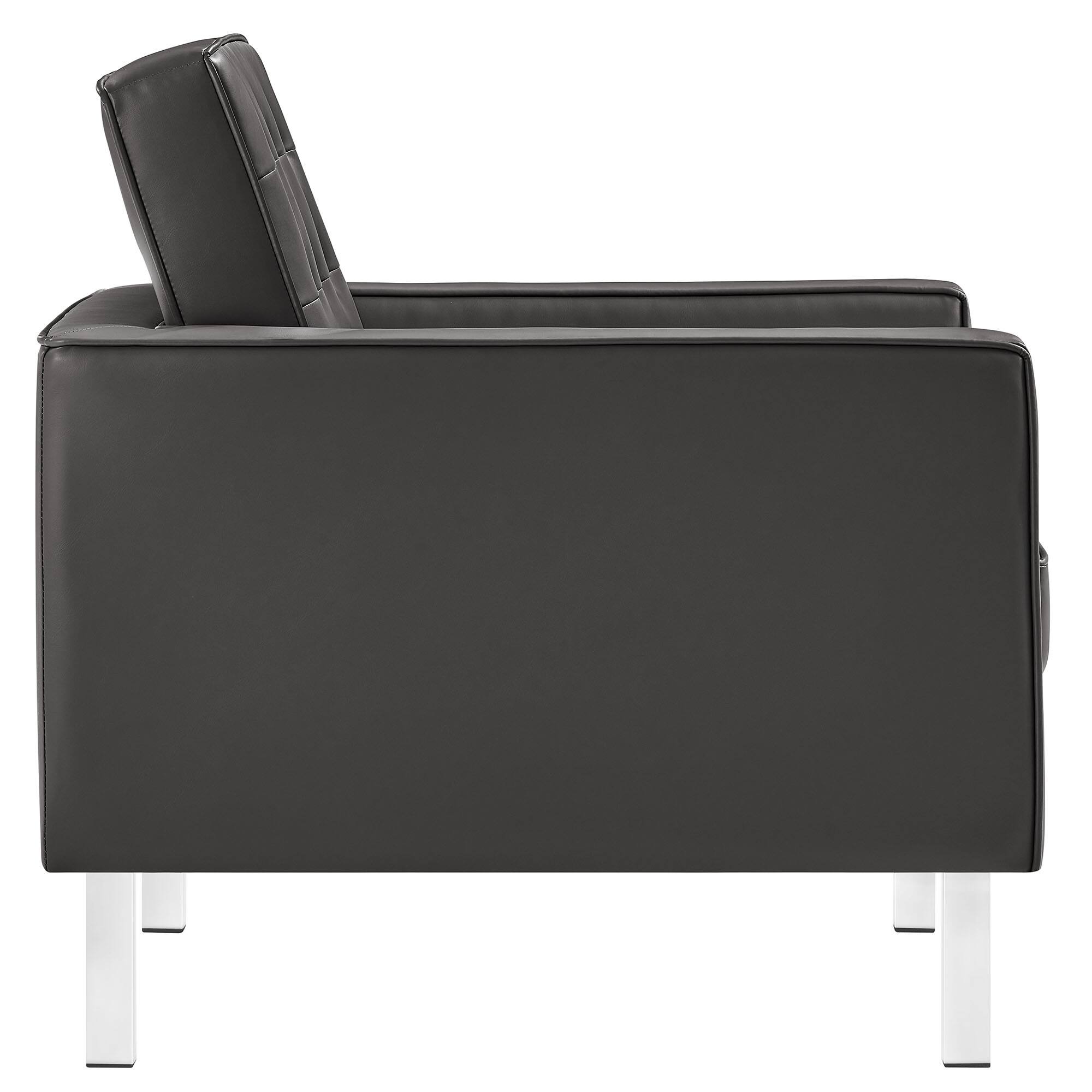 Back. Modway - Loft Tufted Vegan Leather Armchair by Modway - Gray.