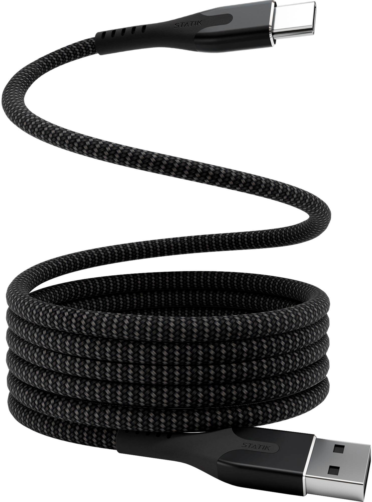 STATIK - MagStack 6 Foot USB-A to USB-C Magnetic Charging Cable - Black