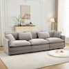 Front. KERDOM - Furniture 3 Seat Sofa for Living Room, Convertible Chenille Sectional Sofa Couch for Apartment Studio, Free Pillows - Grey.