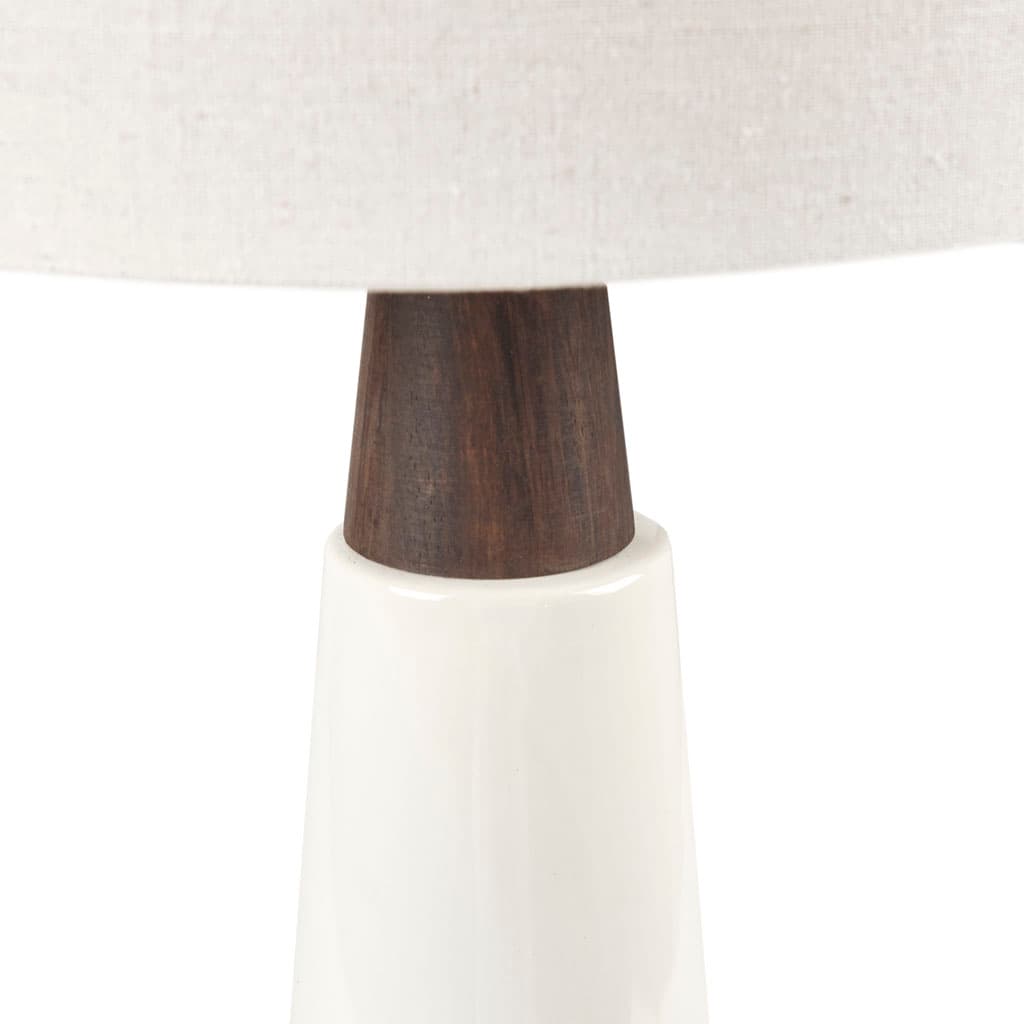 Alt View 4. Luckbyte - Triangular Ceramic Wood Table Lamp.