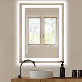 Anysun - 28" x 36" Anti-Fog LED Bathroom Mirror - Dual Light Source & Three Lighting Modes