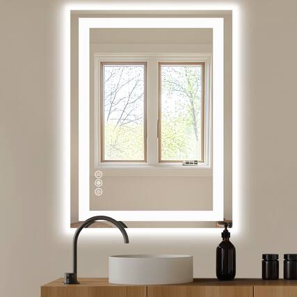 Front. Anysun - 28" x 36" Anti-Fog LED Bathroom Mirror - Dual Light Source & Three Lighting Modes.