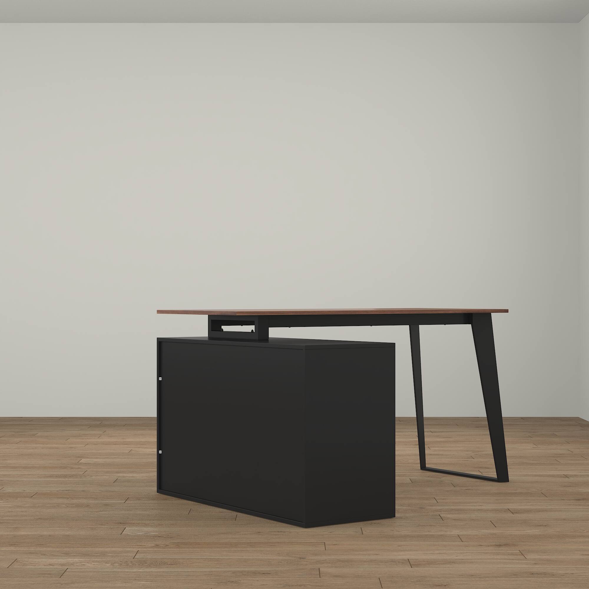 Left. FUFU & GAGA - FUFU&GAGA Industrial Reversible L - Shaped Desk – A Multifunctional Workstation for Home Offices & Gaming Setups - Brown & Black.