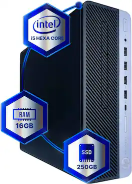 HP - Refurbished Excellent - ProDesk 600G4 SFF Desktop PC, Intel Core i5-8500 3.2 up to 4.1GHz, 16GB DDR4 RAM, 250GB SSD, WiFi, Windows 11 Pro - Black