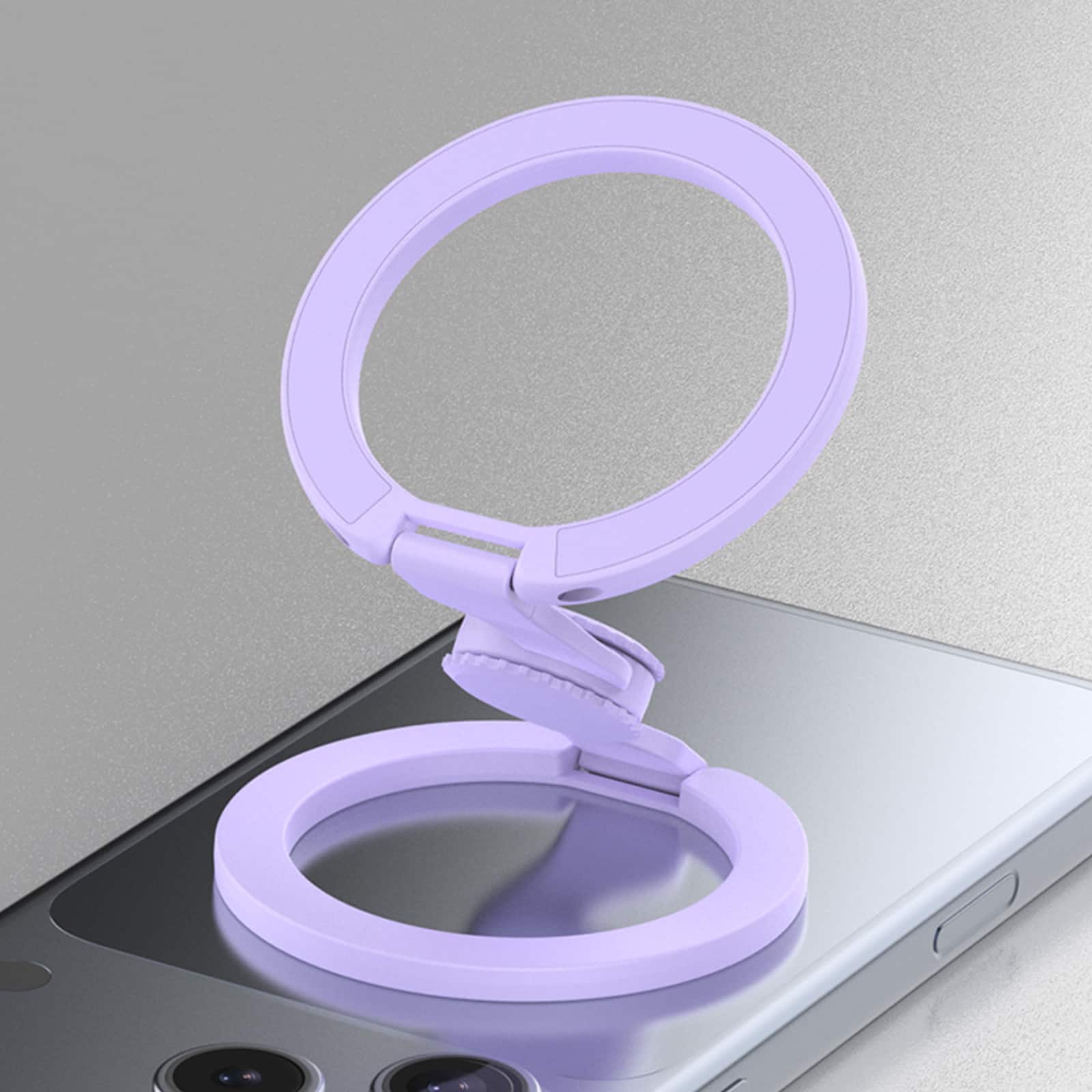 Dteck - Double Sided Magnetic Phone Grip Ring Holder for Apple iPhone, Foldable Zinc Alloy Stand with Fun Gyro Spinner Function - Lightpurple