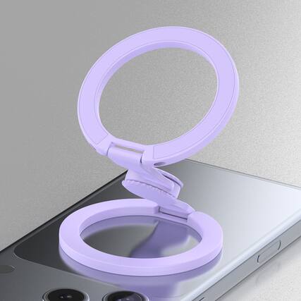Front. Dteck - Double Sided Magnetic Phone Grip Ring Holder for Apple iPhone, Foldable Zinc Alloy Stand with Fun Gyro Spinner Function - Lightpurple.