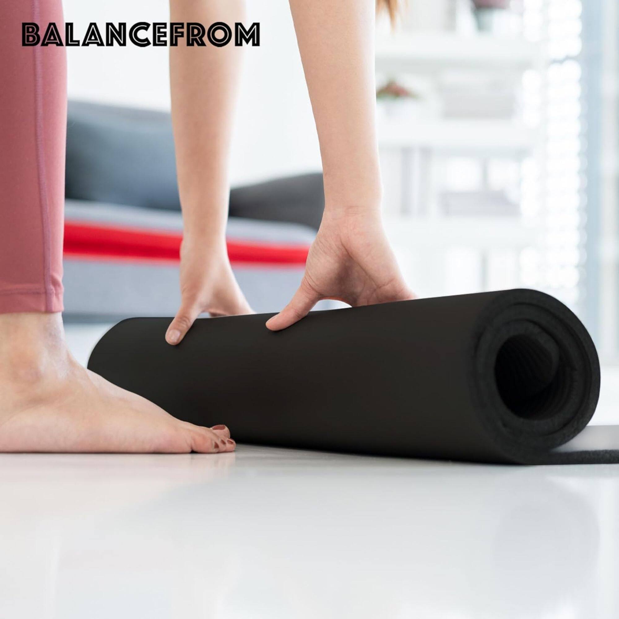 Alt View 4. BalanceFrom Fitness - BalanceFrom Yoga Mat, 1" Extra Thick Exercise Pilates Workout Mat, Graphite - Graphite Gray.