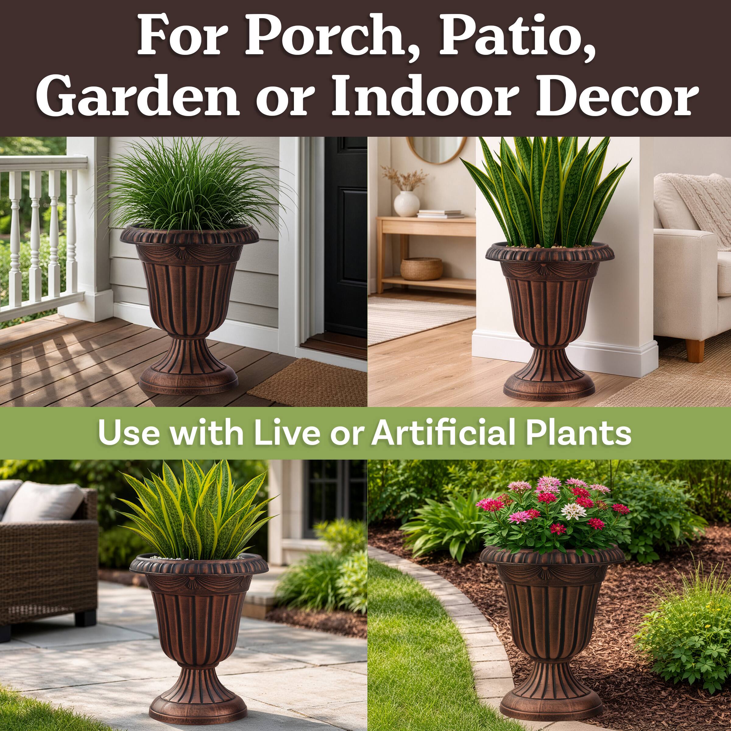 For Porch, Patio, Garden or Indoor Decor  
Use with Live or Artificial Plants