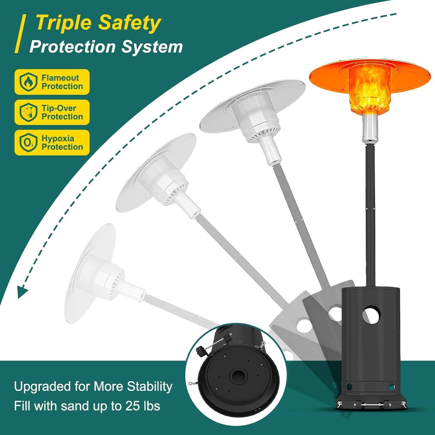 Alt View 1. Acekool - 48,000 BTU Stainless Steel Propane Outdoor Patio Heater for Garden, Deck, Bronze.