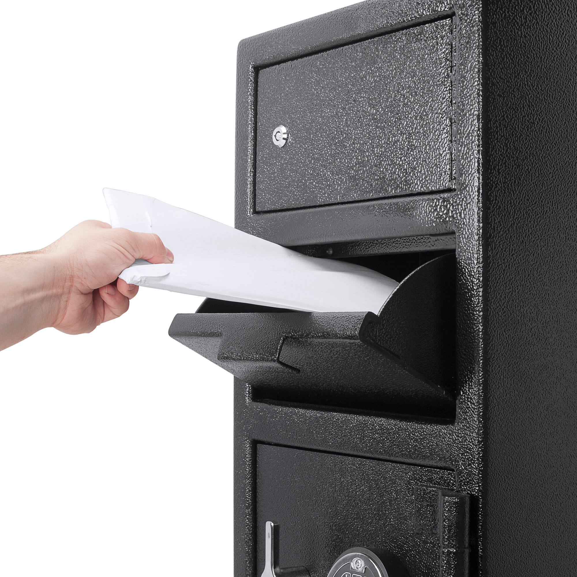 Left. Barska - Advanced Digital Keypad Compact Depository Drop Safe with Master Code + 5 Codes & Dual User Mode-, 0.72/0.78 Cu Ft - Black.