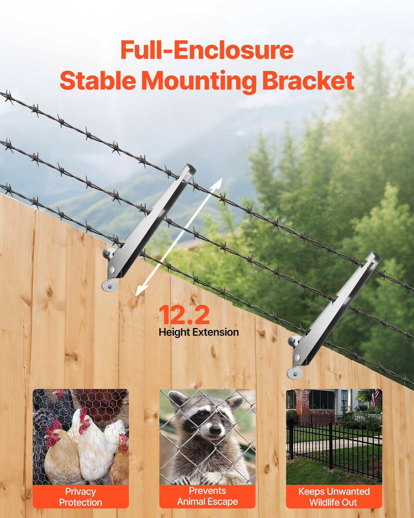 Full-Enclosure Stable Mounting Bracket  
12.2 Height Extension  
Privacy Protection  
Prevents Animal Escape  
Keeps Unwanted Wildlife Out