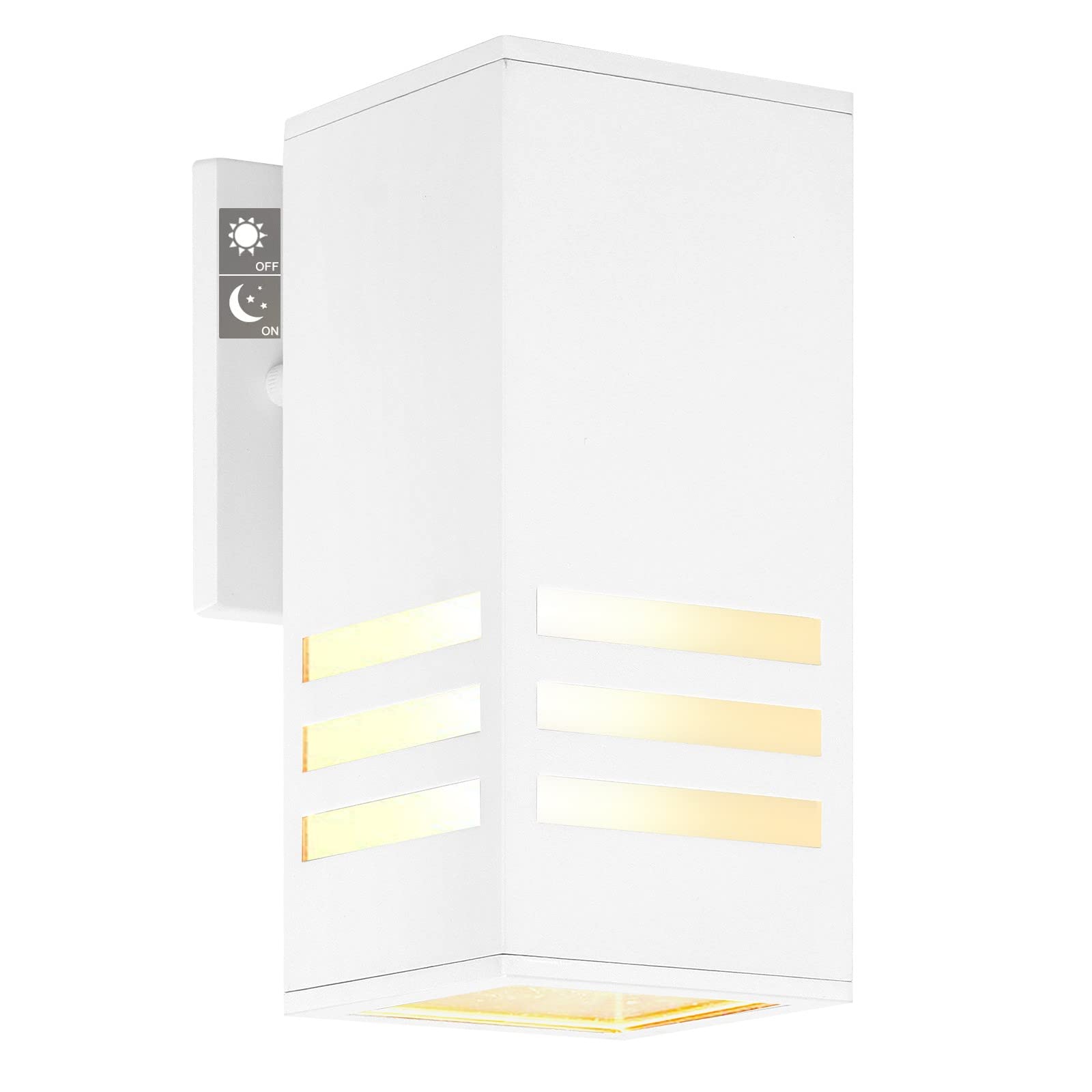 Front. Reds Spade - Outdoor Wall Lamp Exterior Lighting Fixture Etl Listed Aluminum Waterproof Mount Cylinder Design Up down - Rectangle (White B-Dusk to Dawn).