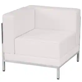 Flash Furniture - HERCULES Imagination Series Contemporary Melrose LeatherSoft Left Corner Chair with Encasing Frame - White