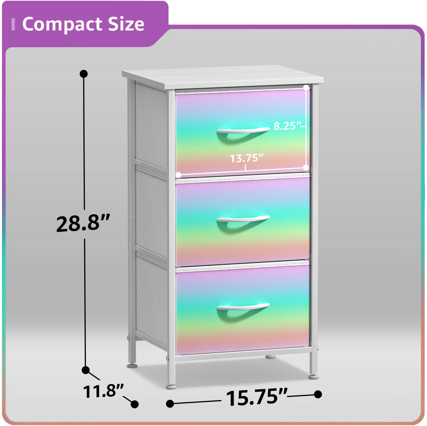 Compact Size  
8.25"  
13.75"  
28.8"  
11.8"  
15.75"