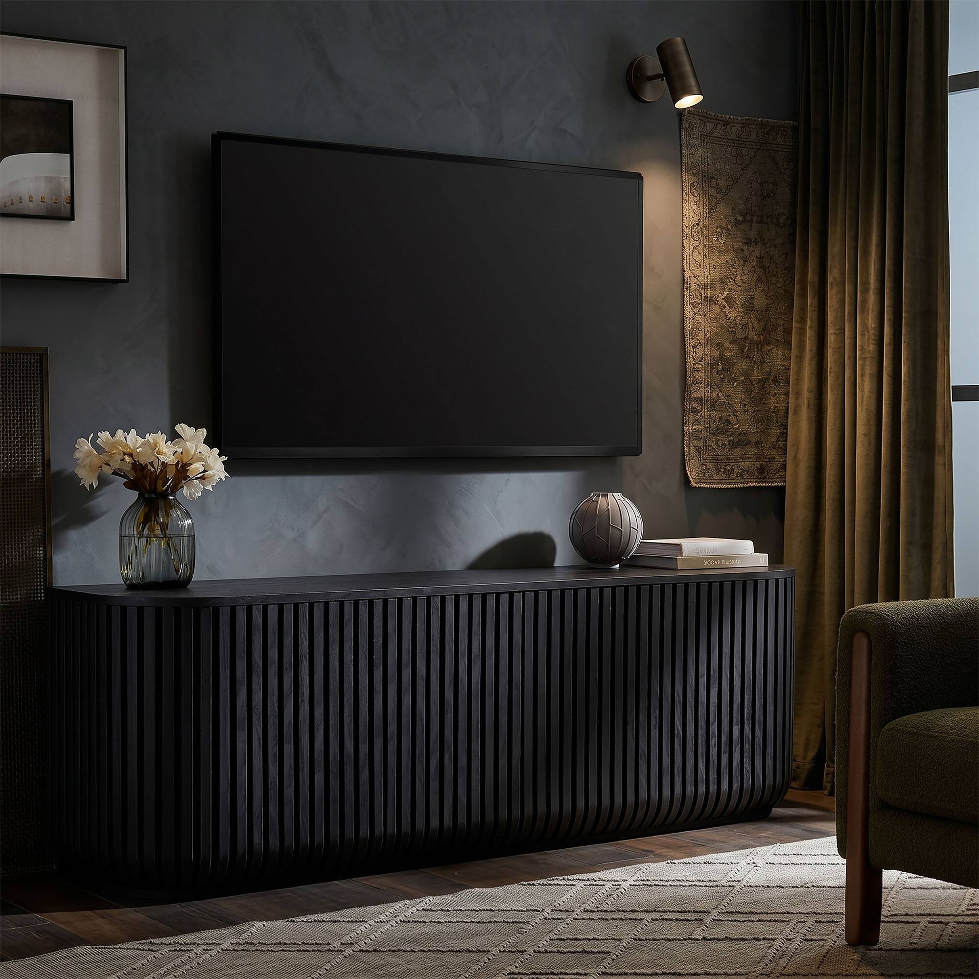Alt View 1. Modway - Fortitude 75" Curved Sideboard Storage Cabinet by Modway - Black.
