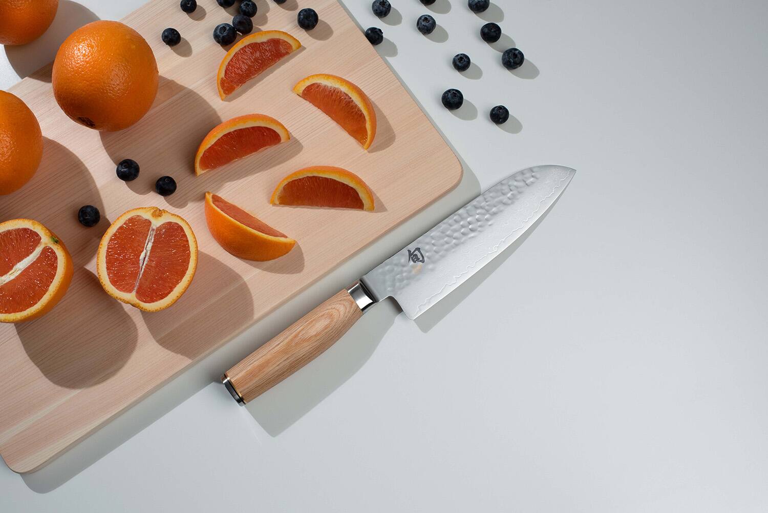 Alt View 4. Shun - Premier Blonde 7 Inch Santoku Knife - Silver.