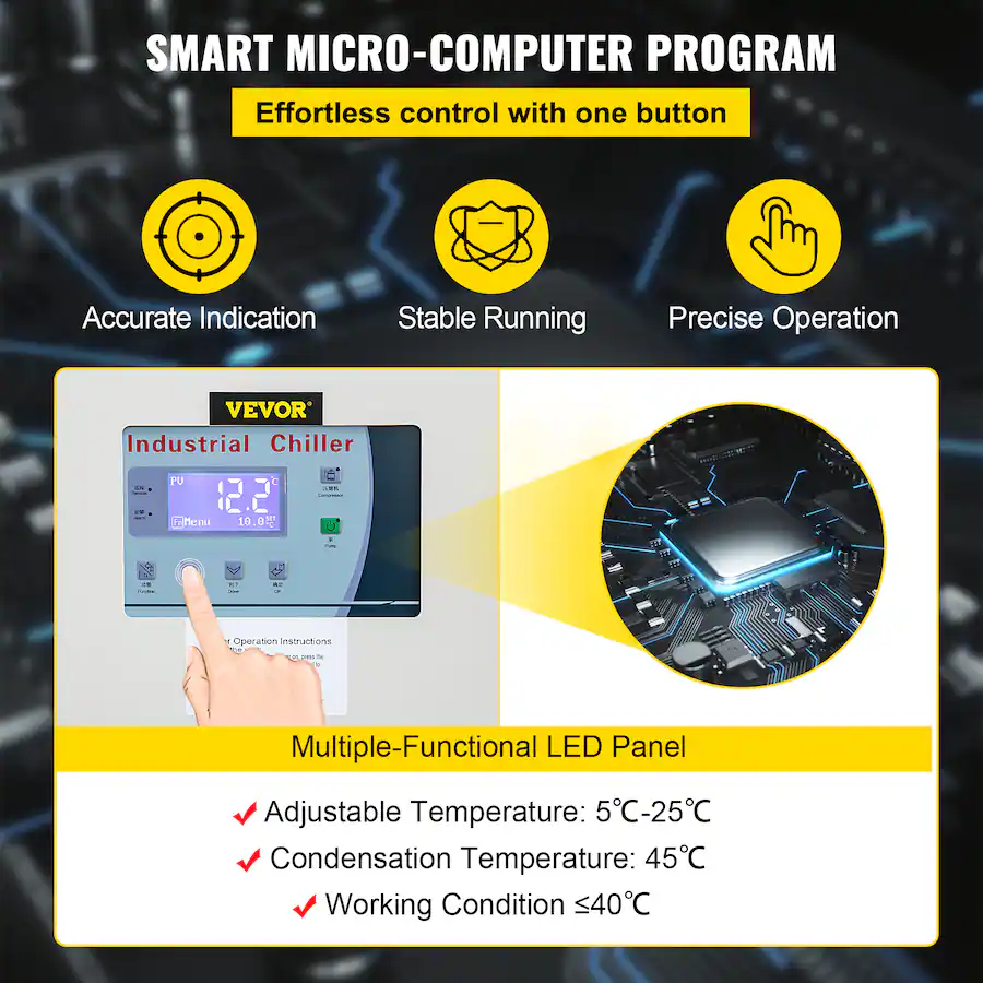 Computer Audit Controls VEVOR Water Chiller 6Ton Capacity,Industrial Chiller 6Hp,Air Cooled ...