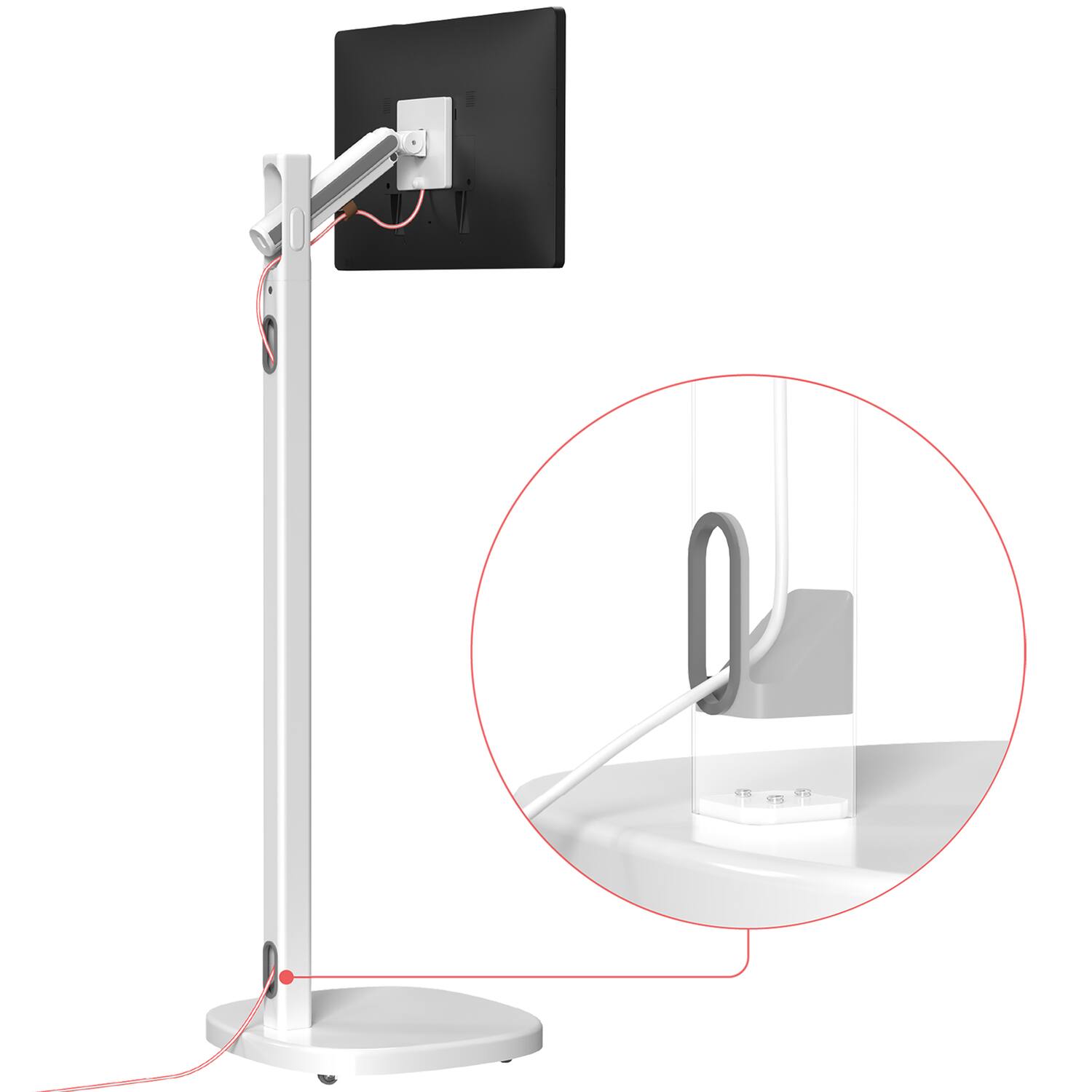 Left. CTA Digital - Mobile Adjustable Floor Stand for Displays up to 22 Lbs - White.