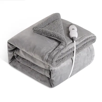Front. immtree - Heated Weighted Blanket 12 lbs 48"x72" - Soft Sherpa Fleece - 4 Heating Levels - Gray.