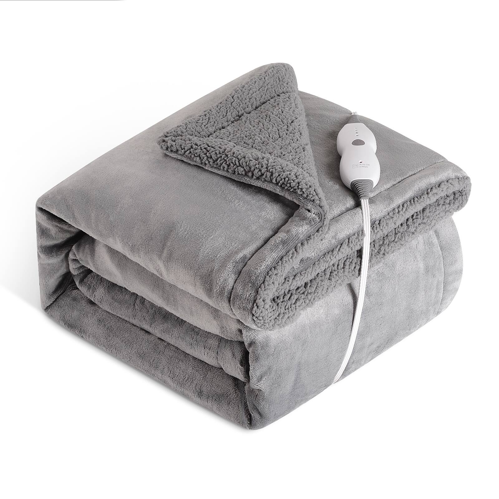 immtree - Heated Weighted Blanket 12 lbs 48"x72" - Soft Sherpa Fleece - 4 Heating Levels - Gray