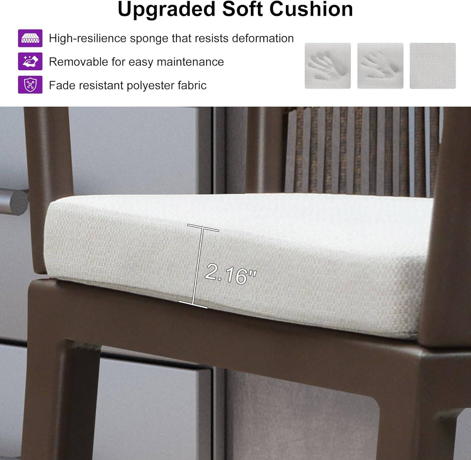 Upgraded Soft Cushion

- High-resilience sponge that resists deformation
- Removable for easy maintenance
- Fade resistant polyester fabric

2.16"