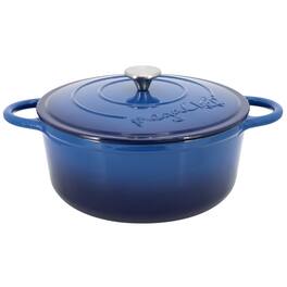 MegaChef - 6.35 Quart Round Enameled Cast Iron Dutch Oven with Self Basting Lid - Dark Blue