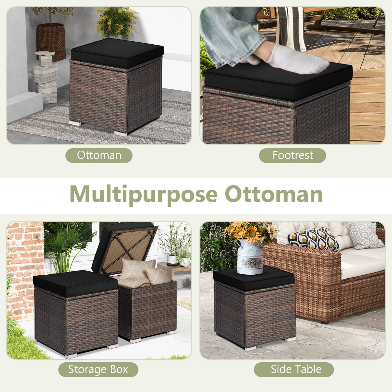 - Ottoman Footrest Multipurpose Ottoman GARLE Storage Box Side Table