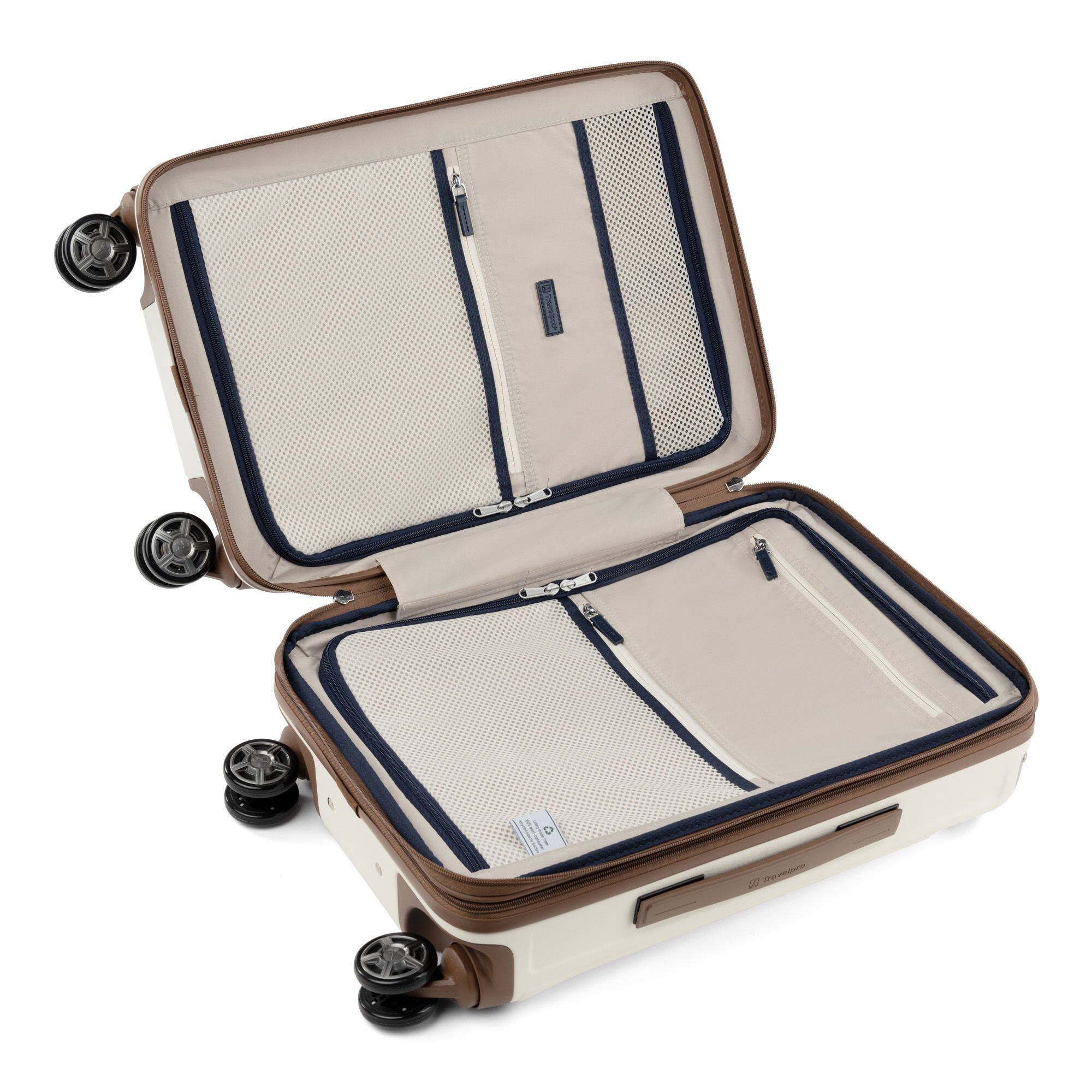 Back. Travelpro - Travelpro Platinum Elite Hardside Expandable 21" Carry On Spinner Luggage - Cream White.